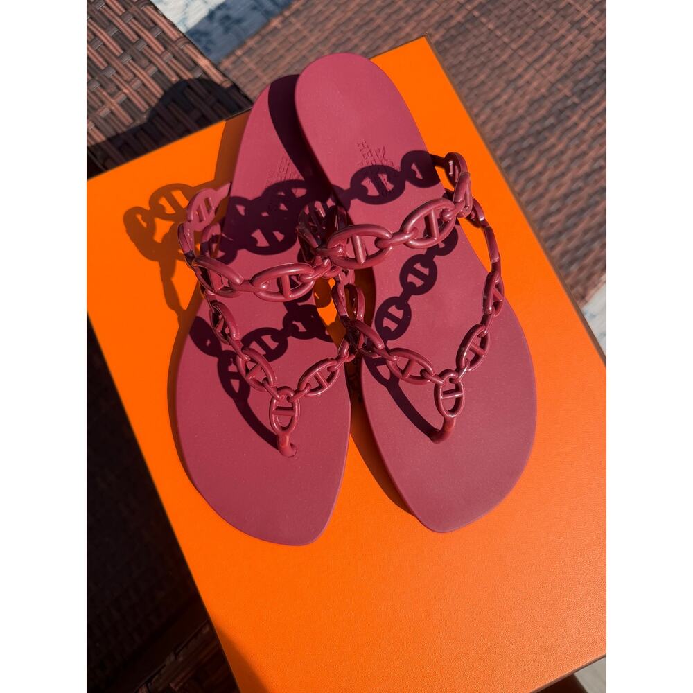 Hermes Island Sandal in Rouge H Size 37 BNIB - Picture 3 of 6